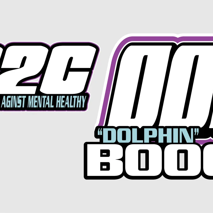 Team C2C racing decal design with the number 000, in white, aqua and purple