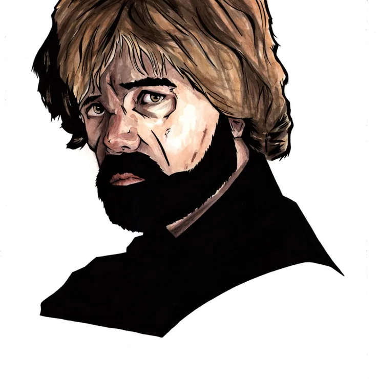 Watercolor style portrait of a bearded man with wavy hair