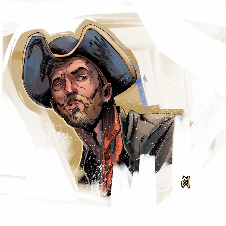 Concept art self portrait as a pirate captain in a tricorn hat