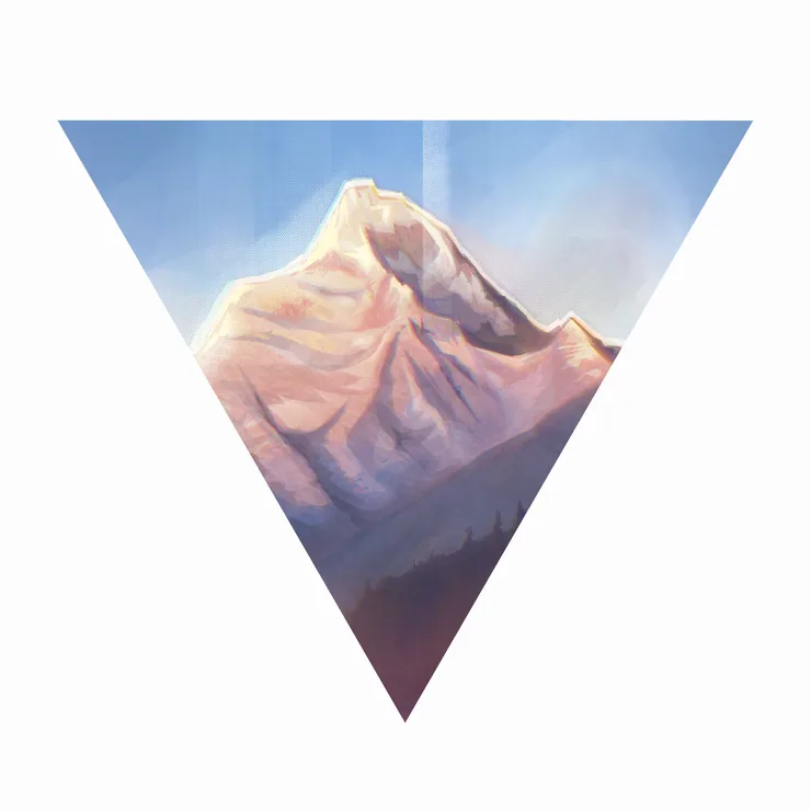 Mountain peak painted inside an inverted triangle