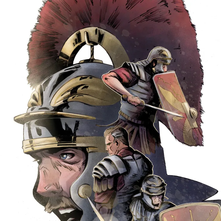 Teutonic Monsters character portrait, Roman soldier in a crested helmet