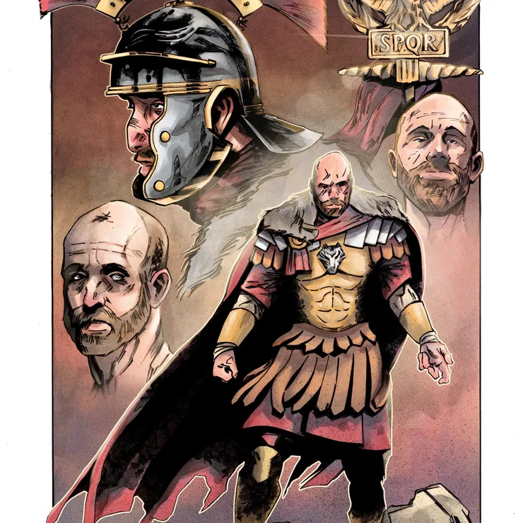 Teutonic Monsters character page, Roman centurion in red cape