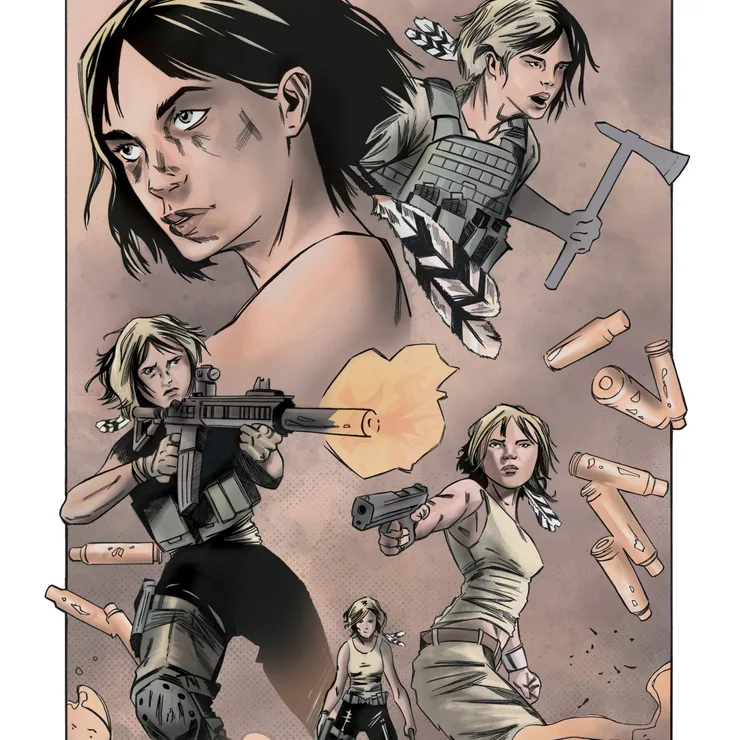 The Last Colony character art, Gwem and her team