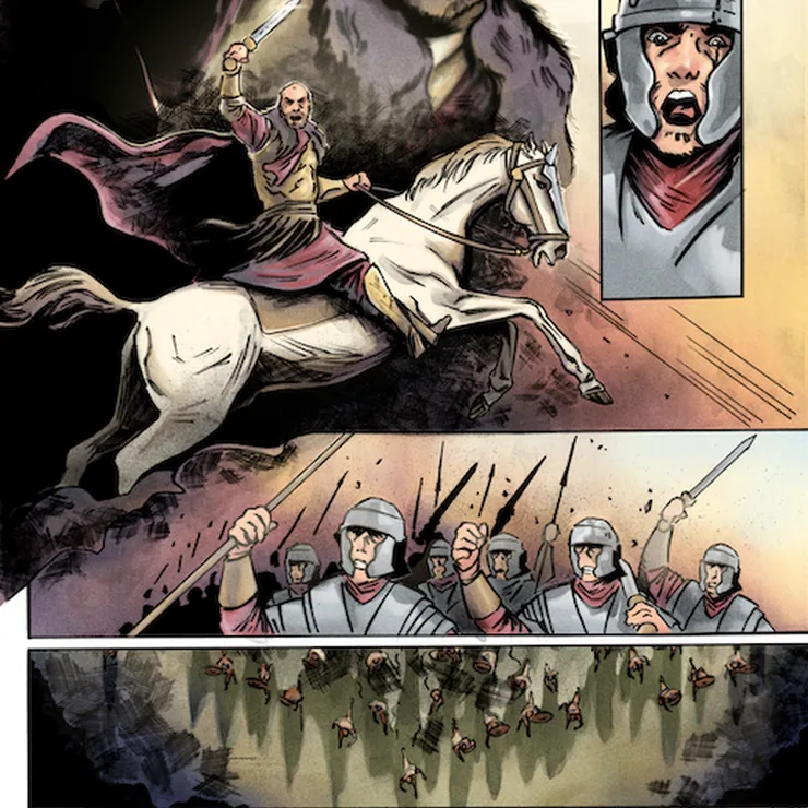 Teutonic Monsters color comic page 11, a Roman officer and his troops