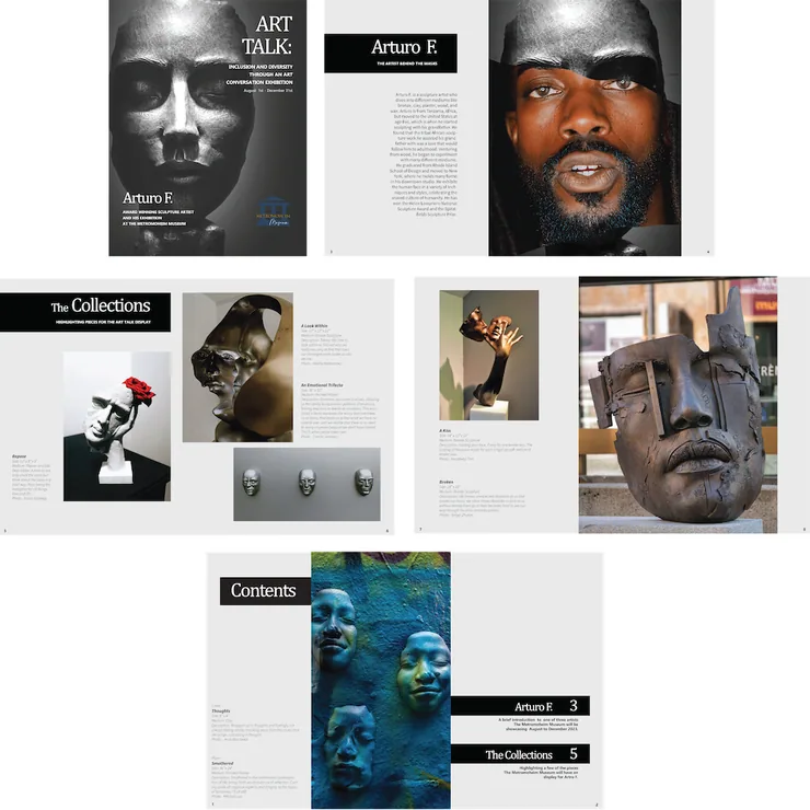 Student work, museum catalog layout
