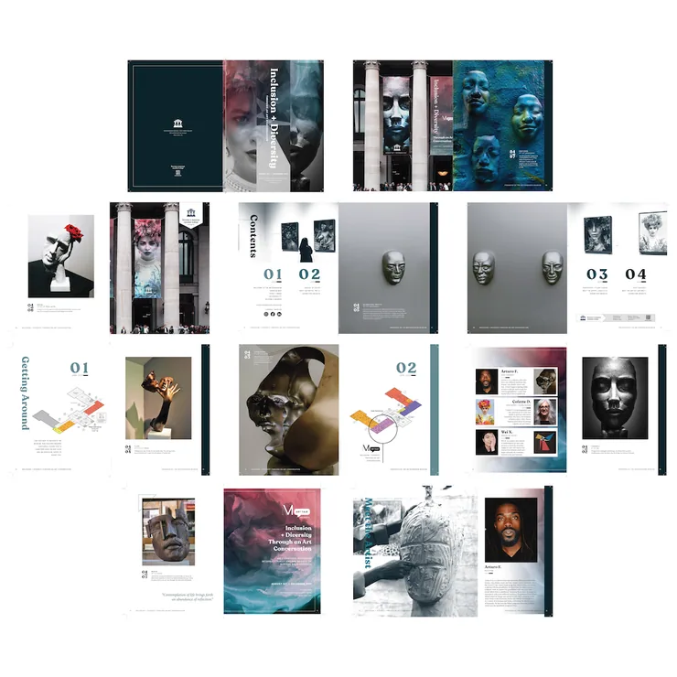 Student work, museum catalog layout