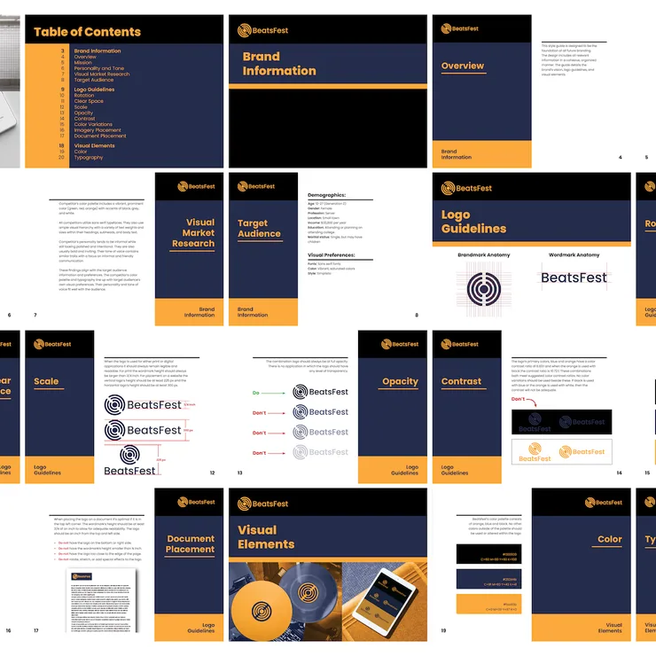 Student work, brand style guide