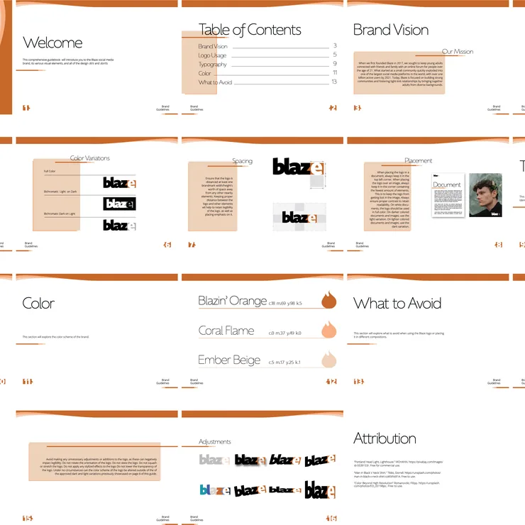 Student work, brand guidelines