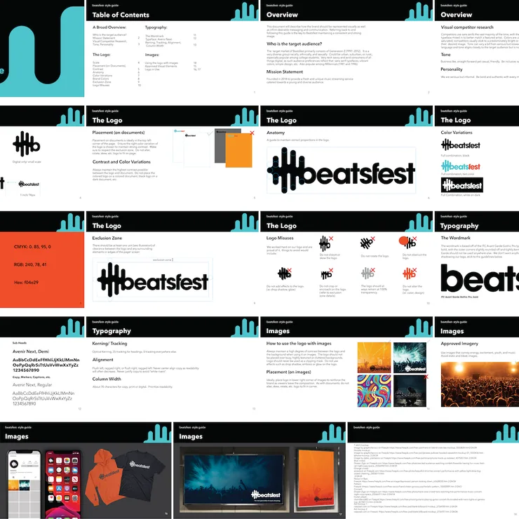 Student work, brand style guide